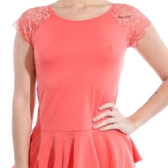 Peach Flare Peplum Top - Picture 1 of 3